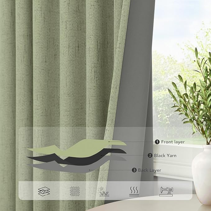 Light Sage Green Black Out Curtains 96 Inch Long - Image 5