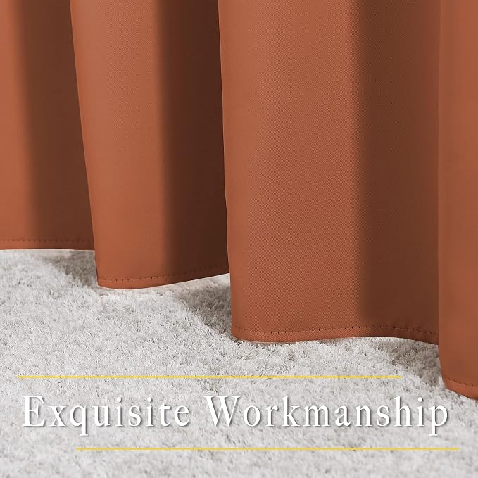 NICETOWN Blackout Burnt Orange Curtains 108 inch Long 2 Panels - Image 6