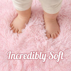 Light Pink Fluffy Round Rug 4ft - Image 3