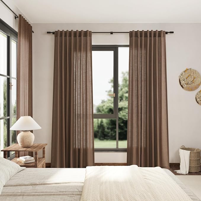 Caramel Brown Curtains 80 Inches Long 2 Panels Set - Image 7