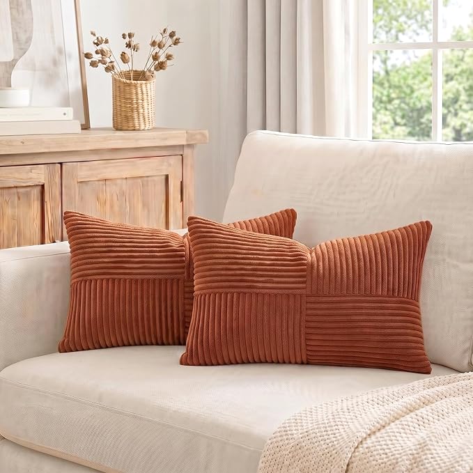 Fancy Homi 2 Packs Rust Lumbar Decorative Throw Pillow Covers 20x28 Inch - Image 7