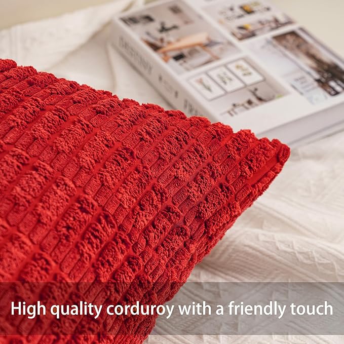 Aegero Pack of 2 Corduroy Decorative Throw Pillow Covers 22x22 Inch - Image 2