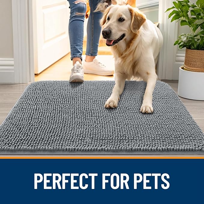 OLANLY Dog Door Mat for Muddy Paws 70x35, Super Absorbent Chenille Mud Mat | - Image 6