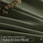 Olive Green 63 Inch Length Blackout Pinch Pleated Linen Curtains - Image 5