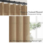 Rust Brown Pleated Flax Linen 102 Inch Extra Long Curtains - Image 3