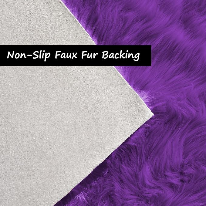 Goolela Purple Area Rug 8x10 Fluffy Fuzzy Furry Carpet - Image 5
