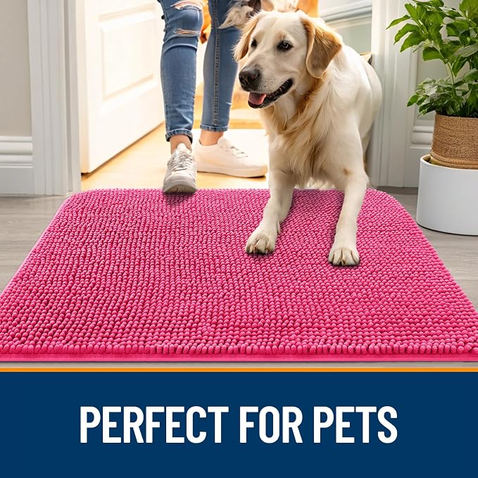 OLANLY Dog Door Mat for Muddy Paws 47x24, Super Absorbent Chenille Mud Mat | - Image 6