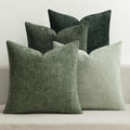MIULEE Decorative Chenille Euro Pillow Covers Forest Green 22x22 Pack of 4 | by MIULEE