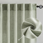 MIULEE Sage Linen Curtains 52x84 Inch Long - Image 2