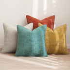 MIULEE Decorative Chenille Fall Pillow Covers Orange Teal 18x18 Pack of 4 | - Image 4