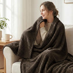 Exclusivo Mezcla Soft Waffle Fleece Bed Blanket Queen Size, Coffee | - Image 2
