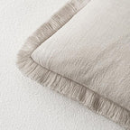 MIULEE Linen Fringe Decorative Throw Pillow Covers Natural Beige 16x16 | Set of - Image 3