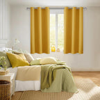 Blackout Curtains for Bedroom, Mustard Yellow 42 x 45 Inch 2 Panels | Thermal - Image 6