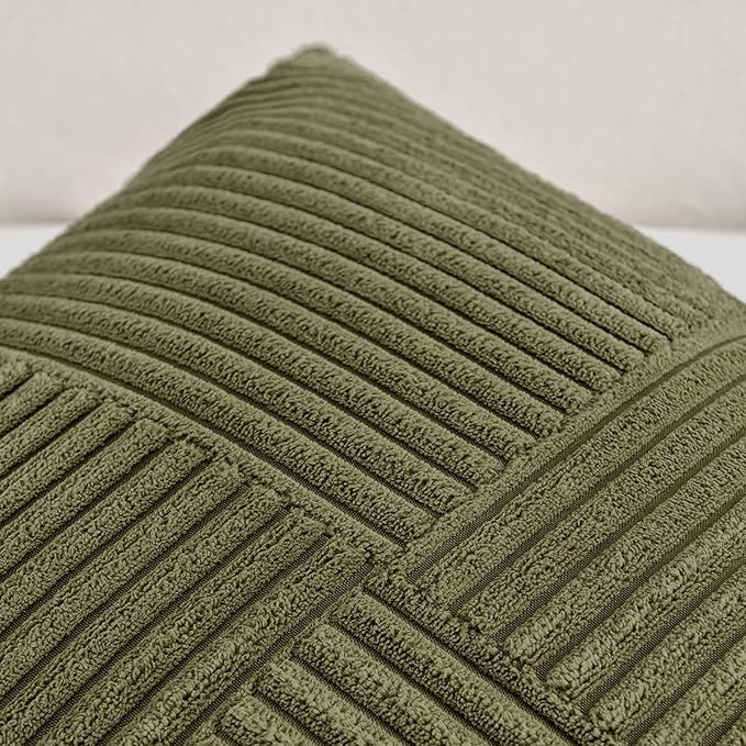 Fancy Homi 2 Packs Olive Green Big Decorative Throw Pillow Covers 24x24 Inch - Image 4