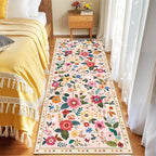 Floral Washable 2x8 Area Rugs Runner Entryway Hallway Pink | Flower Carpet - Image 7