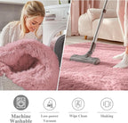 OLANLY Pale Pink Round Rugs for Bedroom - Image 3