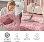 OLANLY Pale Pink Round Rugs for Bedroom - Image 2