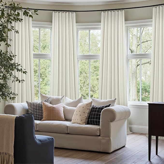 60 Inch Extra Wide Curtains for Windows 120 to 140 Blackout Linen 90 Inch Long - Image 3