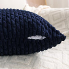 Set of 4 Navy Blue Decorative Throw Pillow Covers 22x22 Inch Corduroy Pillow - Image 3