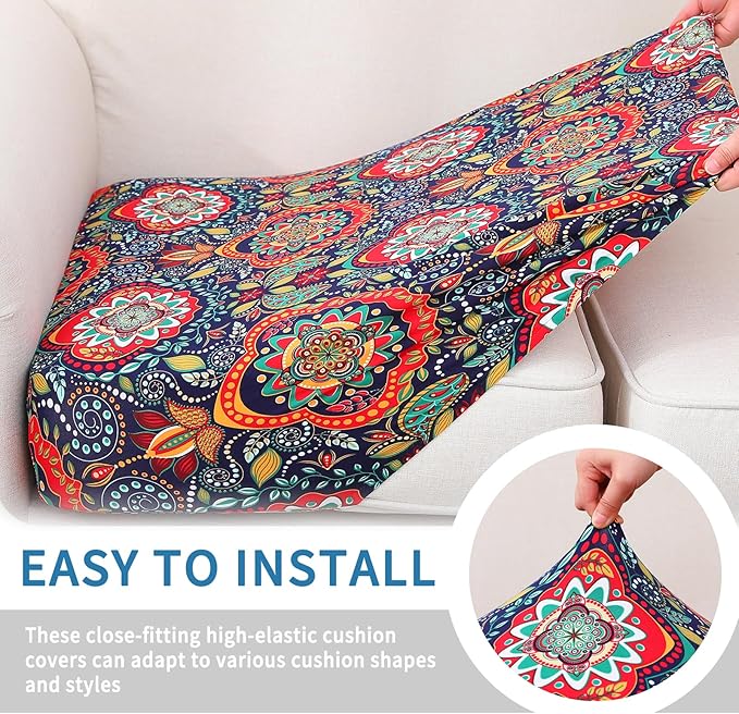 Printed Couch Cushion Covers, Floral Cushion Covers, Magic Sofa Covers Washable - Image 4