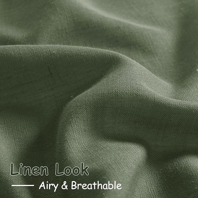Olive Green Linen Blend Semi Sheer Light Filtering Curtains 78 Inches Long 2 - Image 5