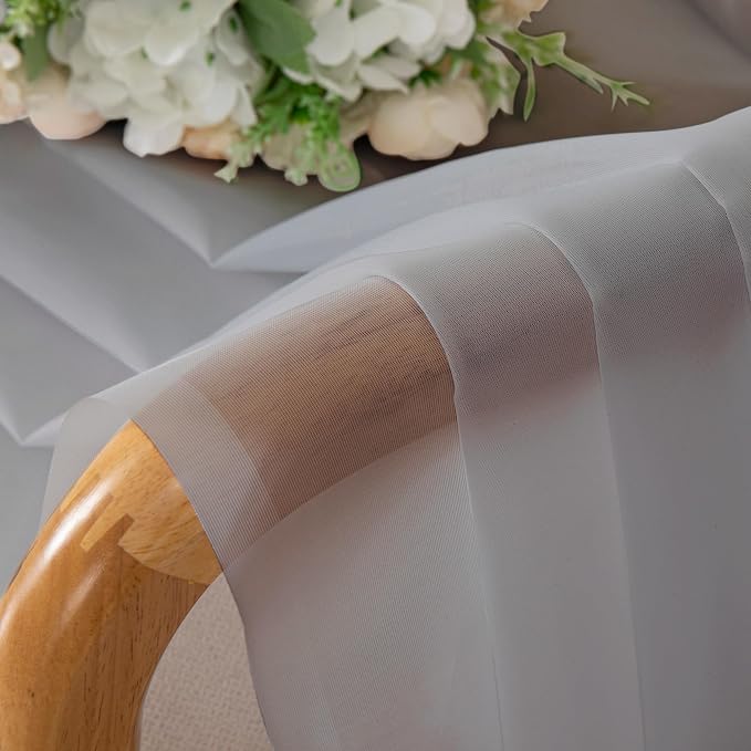 Light Grey Sheer Curtains 72 Inches Long 2 Panels - Image 5