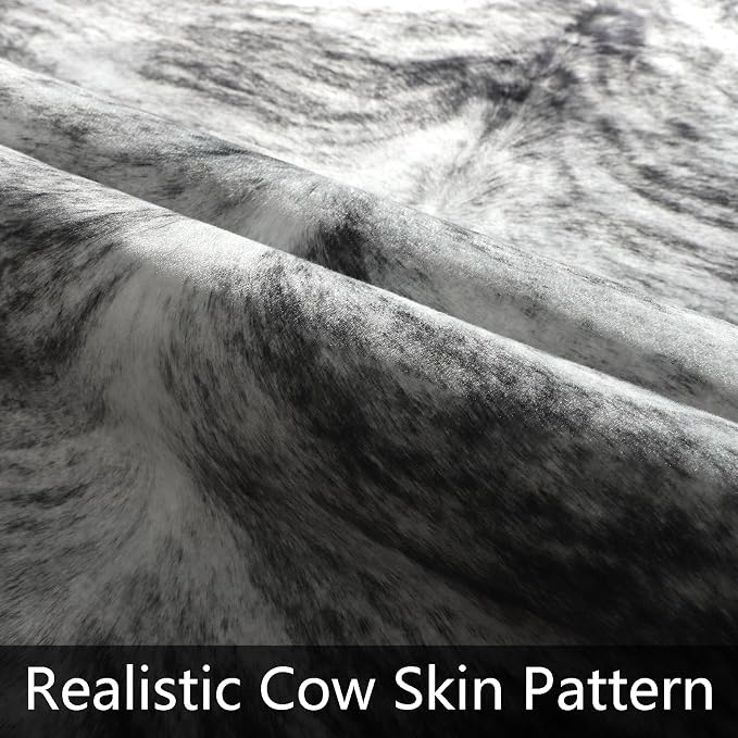 Western Faux Cowhide Rug, Animal Cow Hide Rug, 3.6 x 2.3 Ft Black | Premium - Image 6