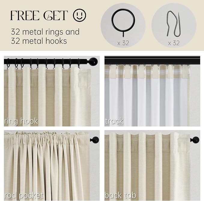 Topfinel Cream Ivory Blackout Curtains & Drapes 84 Inch Length - Image 5