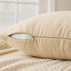 MIULEE Beige Chenille Couch Throw Pillow Covers, 18x18 | Set of 2, Soft Neutral - Image 3