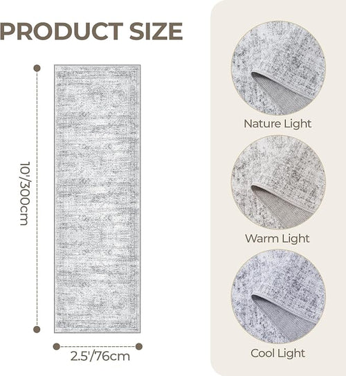 2'6 x 10' Runner Rug Non Slip, Washable Kitchen Rugs, Living Room, Long Rug - Image 2