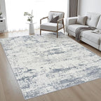 5x7 Area Rug Living Room: Modern Washable Soft Carpet Blue Grey | by FXRHLP