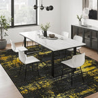 10x14 Area Rug Living Room: Modern Washable Soft Carpet Black Gold | - Image 4