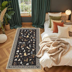 Black Hallway Runner Rug 2x4 for Bedroom Kitchen | Ultra-Thin; Boho Style; Low - Image 4