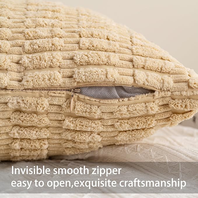 Aegero Pack of 2 Corduroy Decorative Throw Pillow Covers 22x22 Inch - Image 3