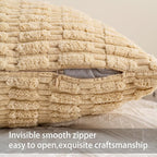 Aegero Corduroy Decorative Throw Pillow Covers 14x36 Inch Soft Striped Pillow - Image 3