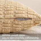 Pack of 2 Corduroy Decorative Throw Pillow Covers 12x20 Inch, Light Brown | - Image 3