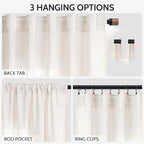Ivory White Linen 144 Inch Curtains - Image 2