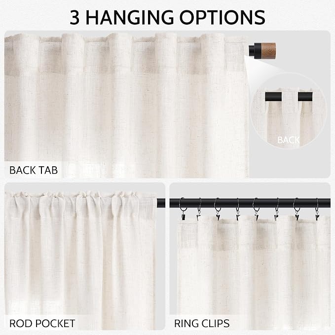 Ivory White Linen 144 Inch Curtains - Image 2