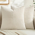 MIULEE Cream White Decorative Euro Sham Pillow Covers 24x24 Inch 2 Pack | Beige by MIULEE