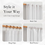 MYSKY HOME Floor to Ceiling Curtains 120 Inches Long White Semi Sheer Window - Image 4