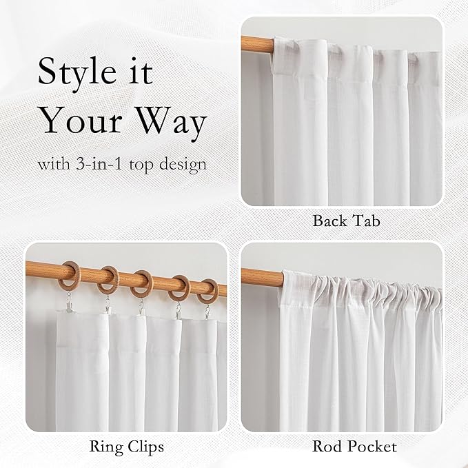 MYSKY HOME Patio White Curtains - Image 4