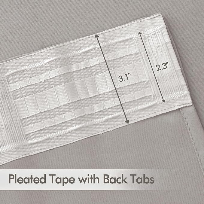 MIULEE Cobblestone Back Tab Blackout Curtains 52x63 Inches Long 2 Panel Set | - Image 2