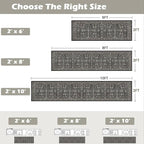 Grey Hallway Runner Rug 2x8 for Kitchen Bathroom | Non Slip;Machine Washable; - Image 2