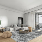 8x10 Area Rugs for Living Room: Washable Abstract Black Badroom Carpet | - Image 5