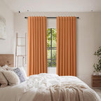 Orange 100% Blackout Linen Curtains 102 Inch Length 2 Panels Set - Image 9