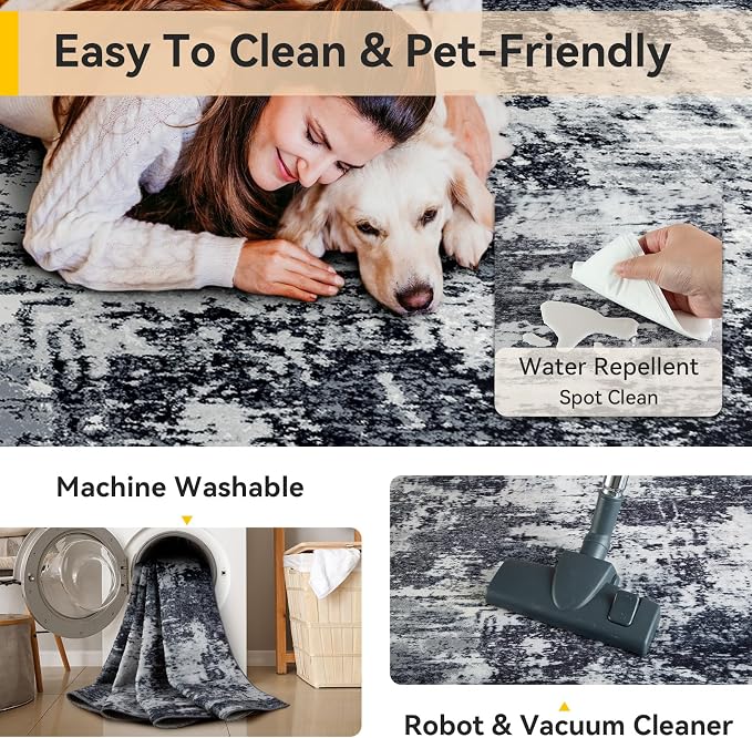 RELEANY Washable Runner 2'x6' Abstract Area Rug - Image 6
