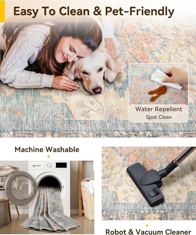 RELEANY Washable Area Rug, Large 10'x12', Water Repellent, Pet Friendly - Image 5