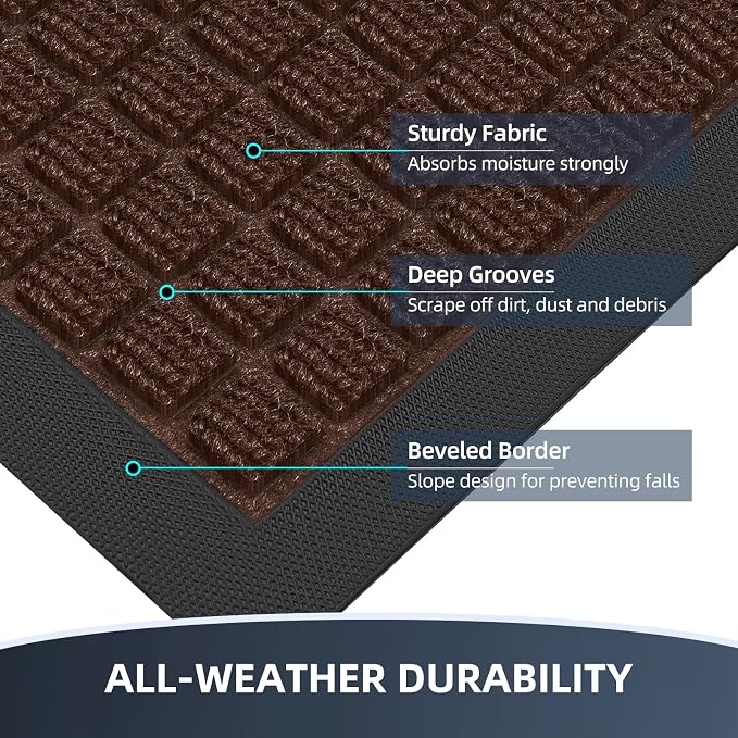 Front Door Mat Outside Entrance, Heavy Duty Waterproof Doormat | 31.5"x20" - Image 3