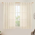 Semi Sheer Linen Curtains 54 Inch Length 2 Panels, 52 x 54 Inch | Beige by LAMIT