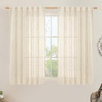 Beige Linen Curtains 45 Inches Long by LAMIT